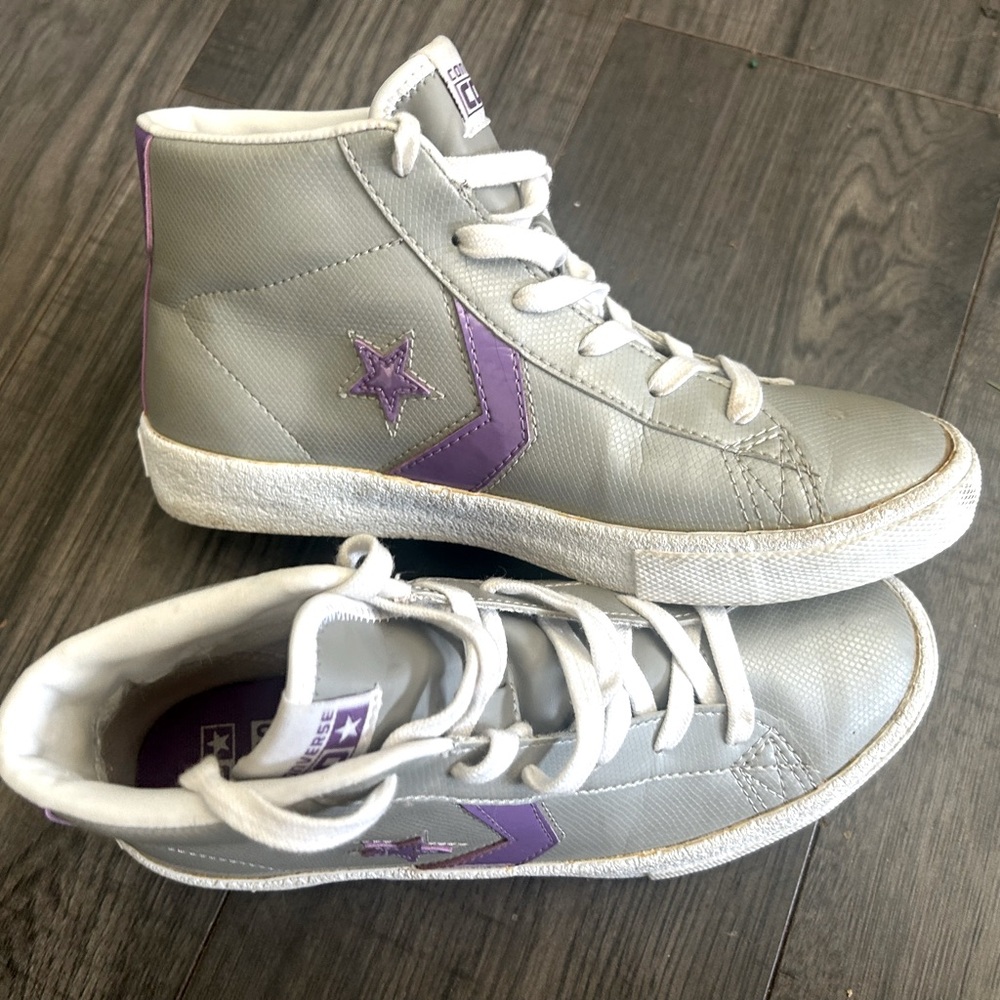CONVERSE youth size 3 leather “steal the show” high tops